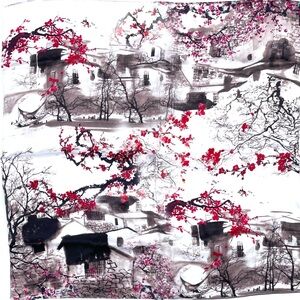 silk scarf Cherry Blossom Art hand painted scarf